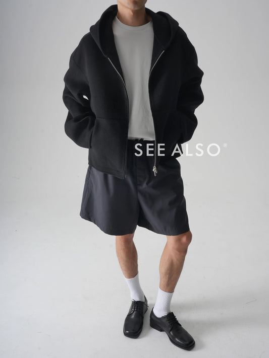 "100% Pure Wool Heavyweight Superfine Spun Lustrous Tweed Hooded Jacket Coat for Old Money and New Riches"