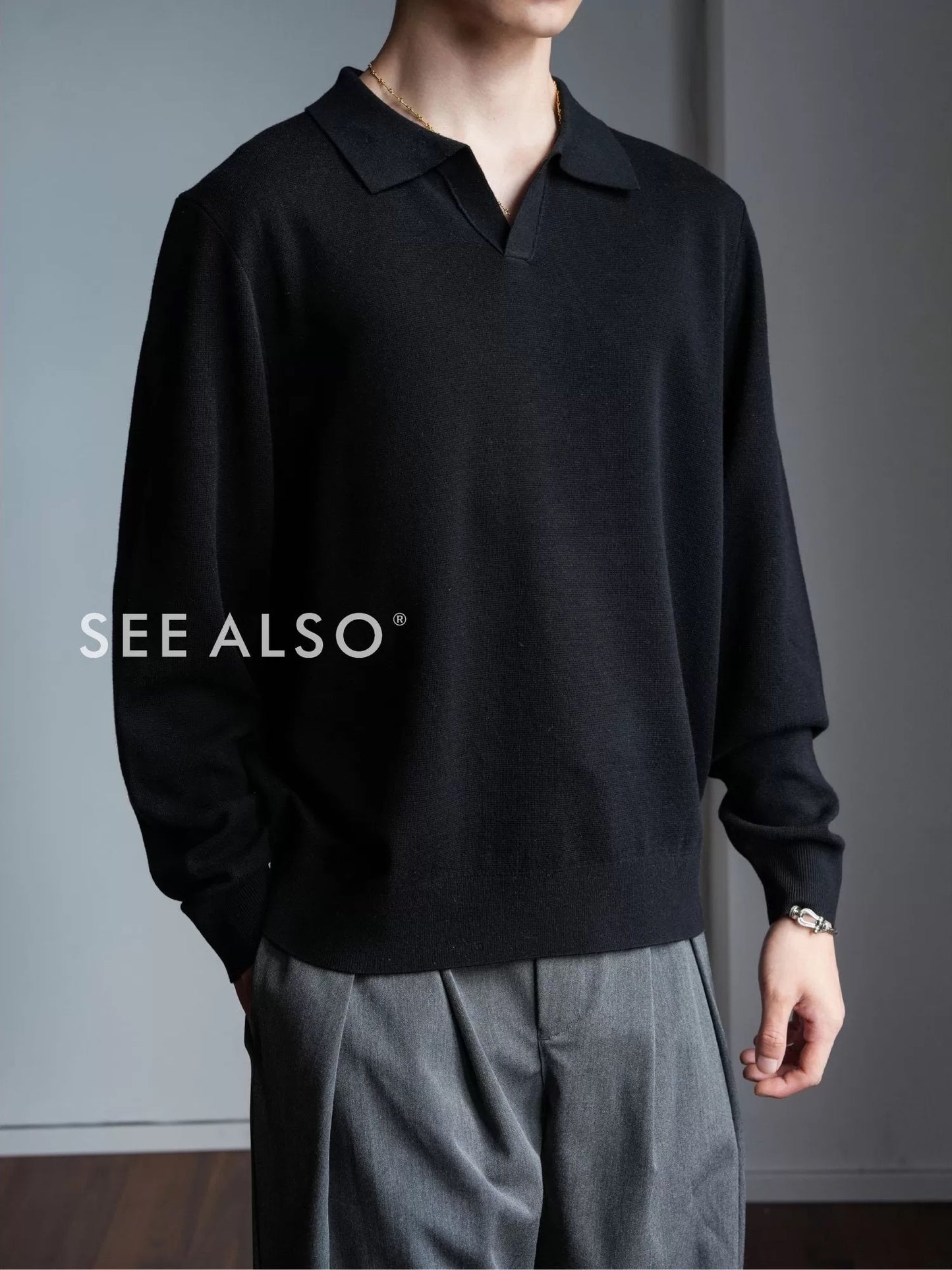 "Mulberry silk, cotton, and wool" ice-silk feel new noble old money mixed-spun V-neck long-sleeved base layer knitted sweater