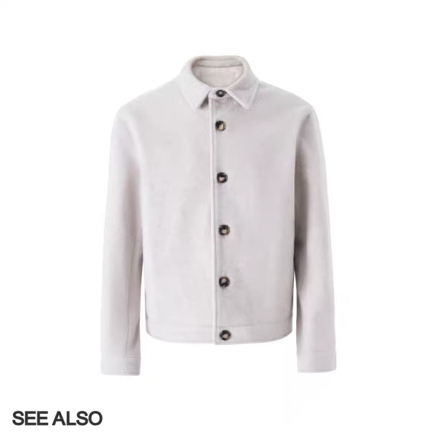 Woolen old money new rich loose silhouette warm tweed jacket coat