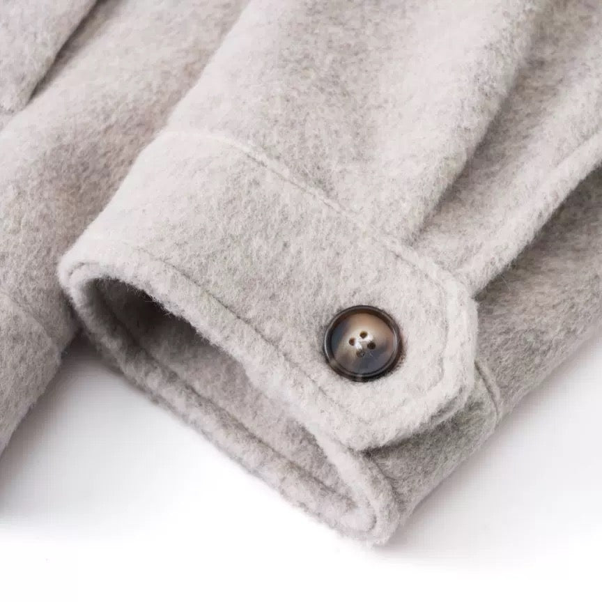 Woolen old money new rich loose silhouette warm tweed jacket coat