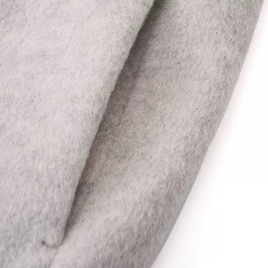 Woolen old money new rich loose silhouette warm tweed jacket coat