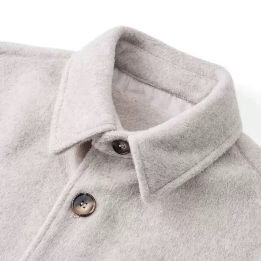 Woolen old money new rich loose silhouette warm tweed jacket coat