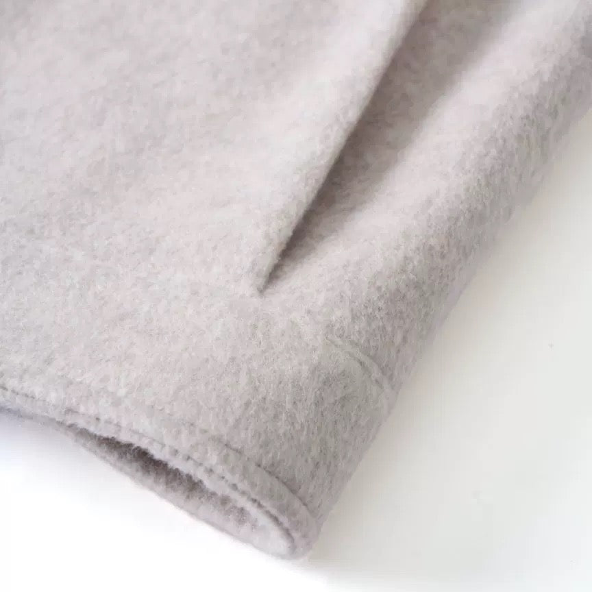 Woolen old money new rich loose silhouette warm tweed jacket coat