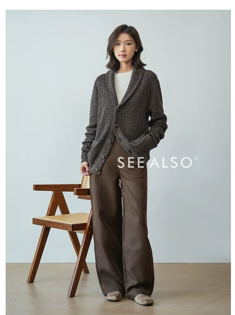 "BC Castle Coat of Arms" New Aristocrat Green Fruit Collar Linen and Cotton Blend Buttoned Robe Lapel Cardigan Sweater