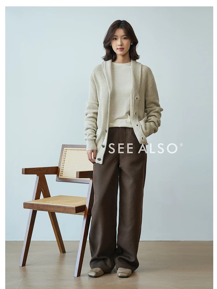 "BC Castle Coat of Arms" New Aristocrat Green Fruit Collar Linen and Cotton Blend Buttoned Robe Lapel Cardigan Sweater