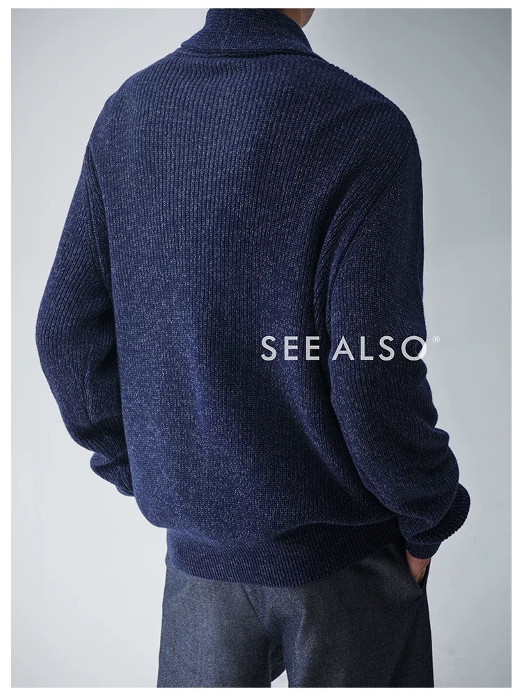 "BC Castle Coat of Arms" New Aristocrat Green Fruit Collar Linen and Cotton Blend Buttoned Robe Lapel Cardigan Sweater