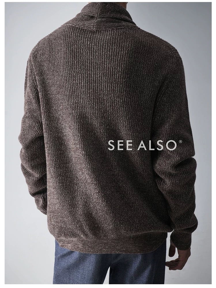 "BC Castle Coat of Arms" New Aristocrat Green Fruit Collar Linen and Cotton Blend Buttoned Robe Lapel Cardigan Sweater