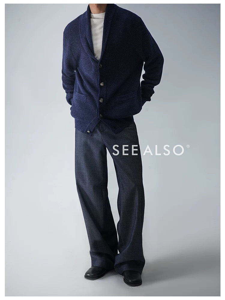 "BC Castle Coat of Arms" New Aristocrat Green Fruit Collar Linen and Cotton Blend Buttoned Robe Lapel Cardigan Sweater