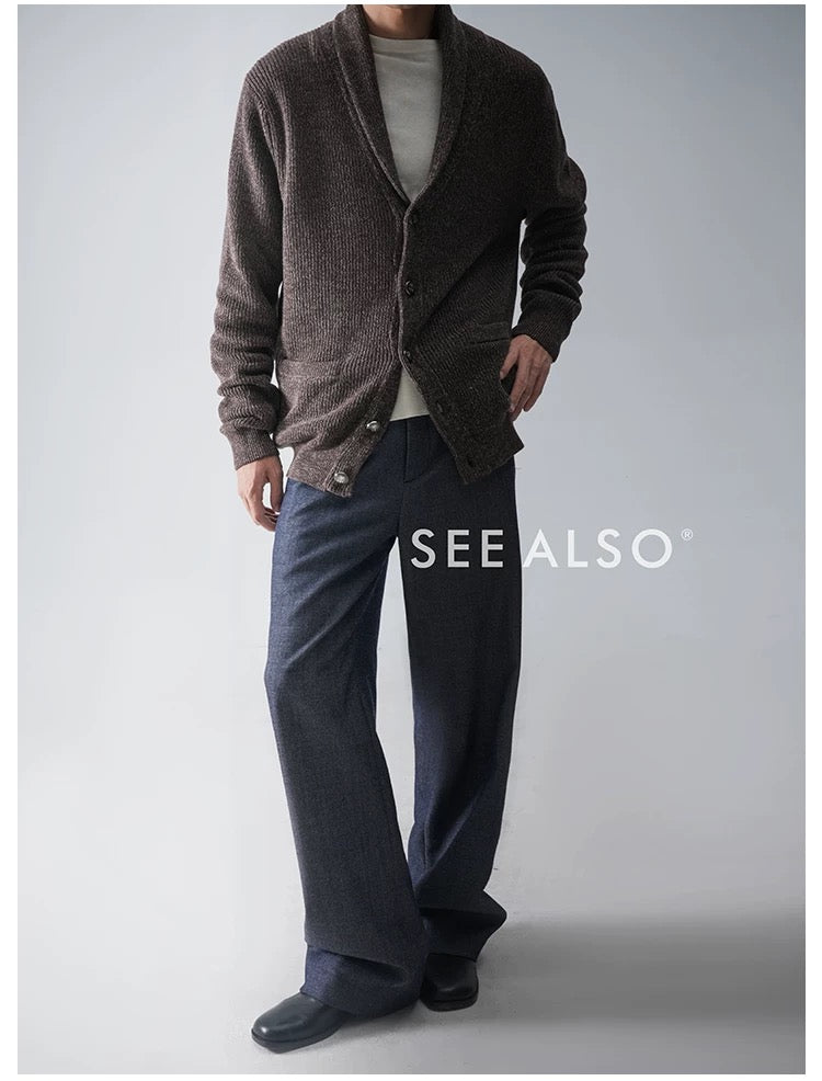 "BC Castle Coat of Arms" New Aristocrat Green Fruit Collar Linen and Cotton Blend Buttoned Robe Lapel Cardigan Sweater