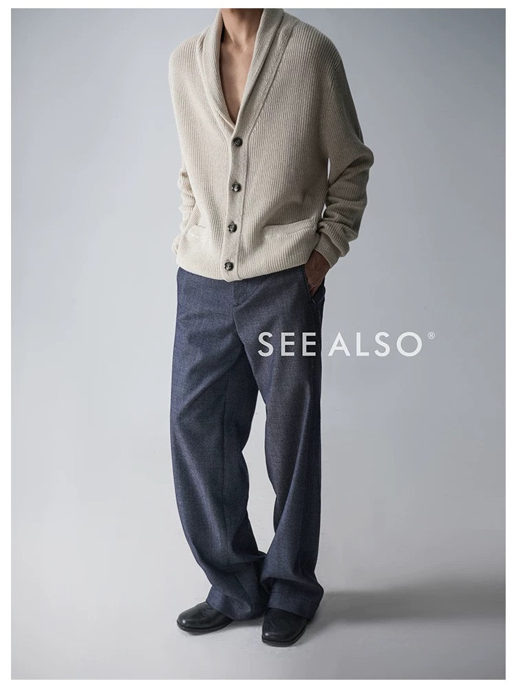 "BC Castle Coat of Arms" New Aristocrat Green Fruit Collar Linen and Cotton Blend Buttoned Robe Lapel Cardigan Sweater