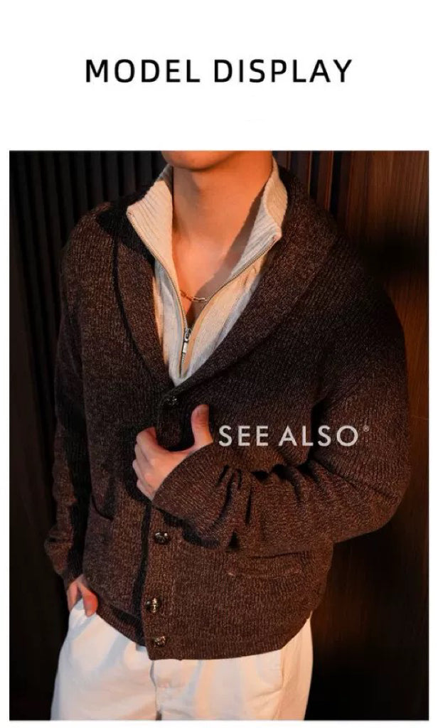 "BC Castle Coat of Arms" New Aristocrat Green Fruit Collar Linen and Cotton Blend Buttoned Robe Lapel Cardigan Sweater