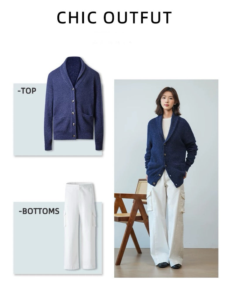 "BC Castle Coat of Arms" New Aristocrat Green Fruit Collar Linen and Cotton Blend Buttoned Robe Lapel Cardigan Sweater