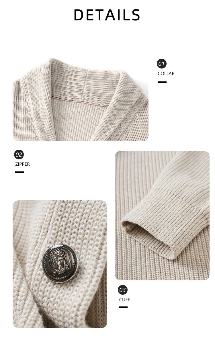 "BC Castle Coat of Arms" New Aristocrat Green Fruit Collar Linen and Cotton Blend Buttoned Robe Lapel Cardigan Sweater