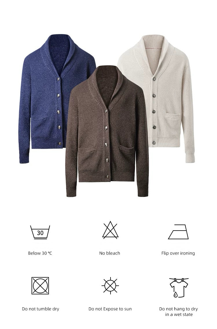 "BC Castle Coat of Arms" New Aristocrat Green Fruit Collar Linen and Cotton Blend Buttoned Robe Lapel Cardigan Sweater