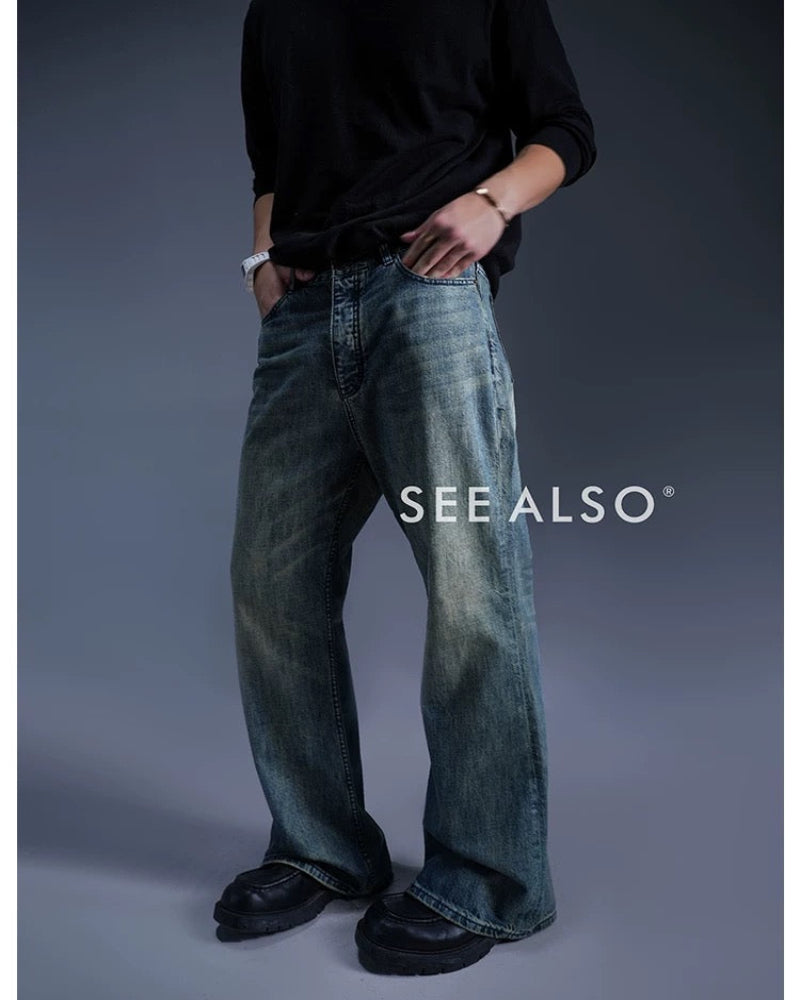 "25FW BLCG Style God Pants" Bootcut Straight Leg Slightly Bell-Shaped Washed and Ripped Denim Long Pants