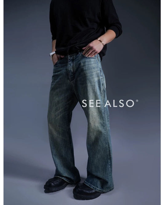 "25FW BLCG Style God Pants" Bootcut Straight Leg Slightly Bell-Shaped Washed and Ripped Denim Long Pants