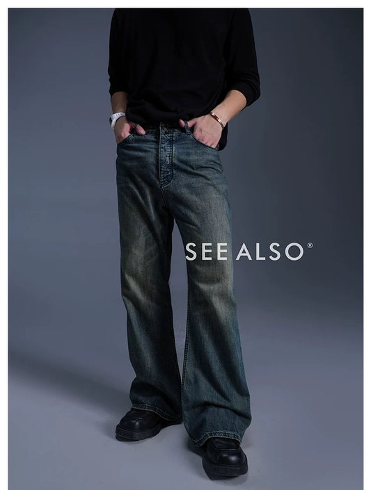 "25FW BLCG Style God Pants" Bootcut Straight Leg Slightly Bell-Shaped Washed and Ripped Denim Long Pants