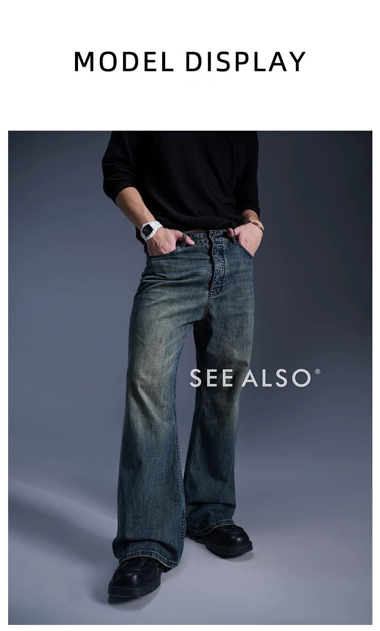 "25FW BLCG Style God Pants" Bootcut Straight Leg Slightly Bell-Shaped Washed and Ripped Denim Long Pants