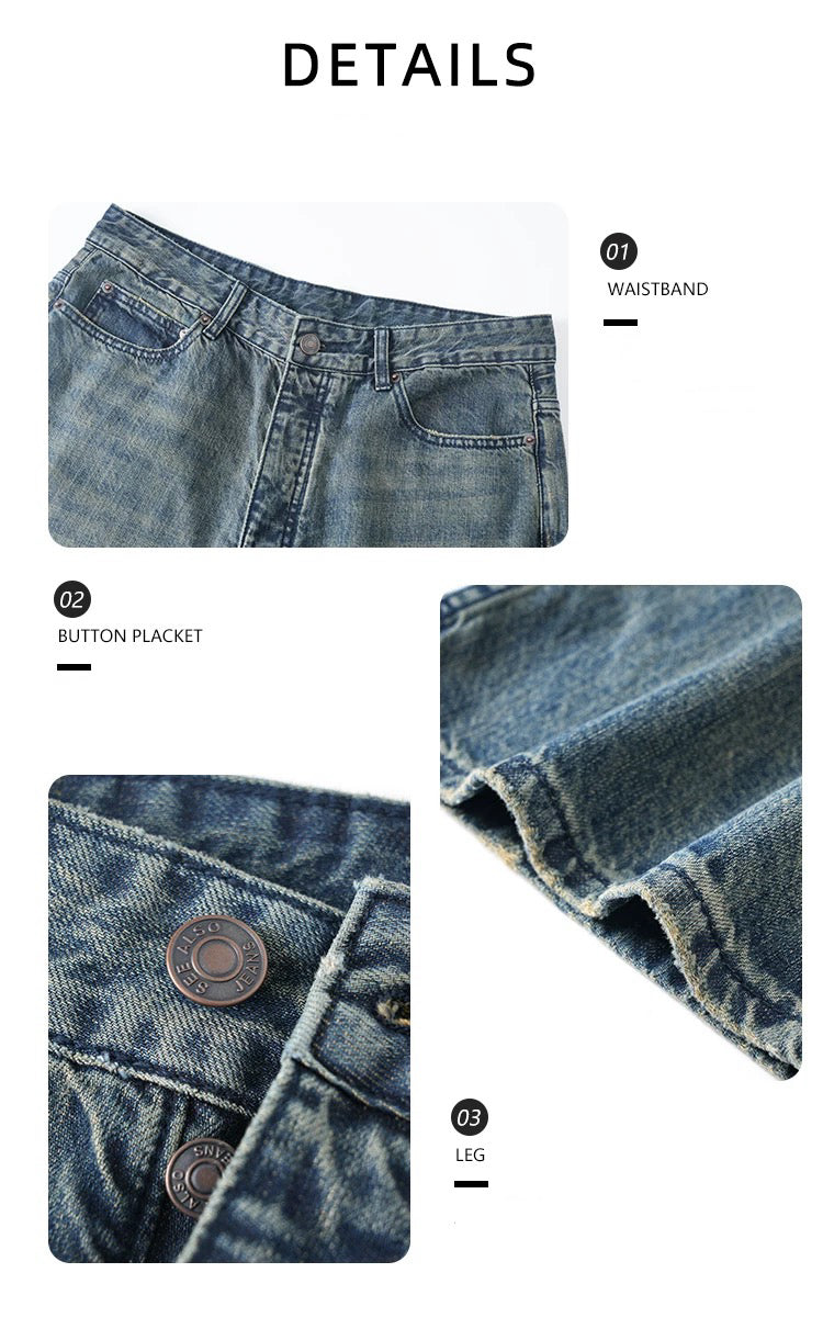 "25FW BLCG Style God Pants" Bootcut Straight Leg Slightly Bell-Shaped Washed and Ripped Denim Long Pants