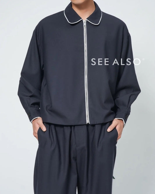 "Super-premium fabric" superfine-spun cashmere wool old money new rich feel contrasting color zipper shirt jacket