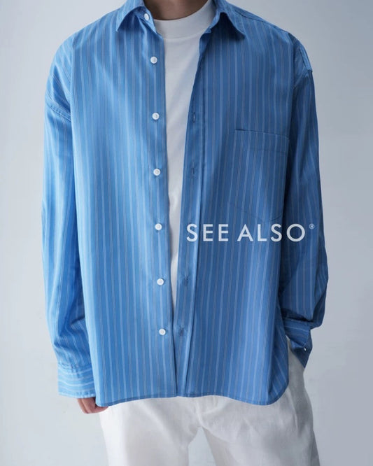 『AC1996 Style』 Yoo Feng's New Elite Loose and Minimalistic Striped Blazer Shirt