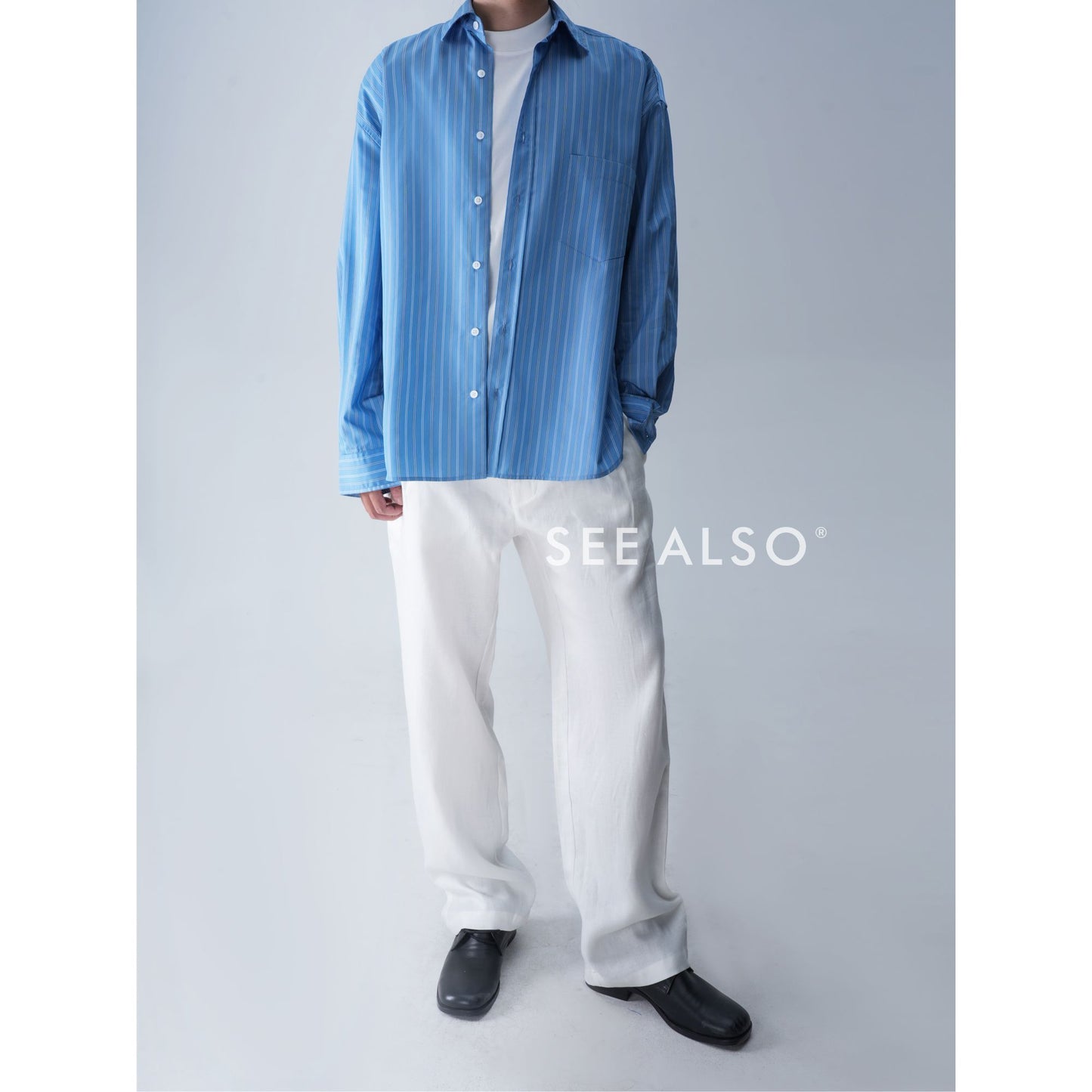 『AC1996 Style』 Yoo Feng's New Elite Loose and Minimalistic Striped Blazer Shirt