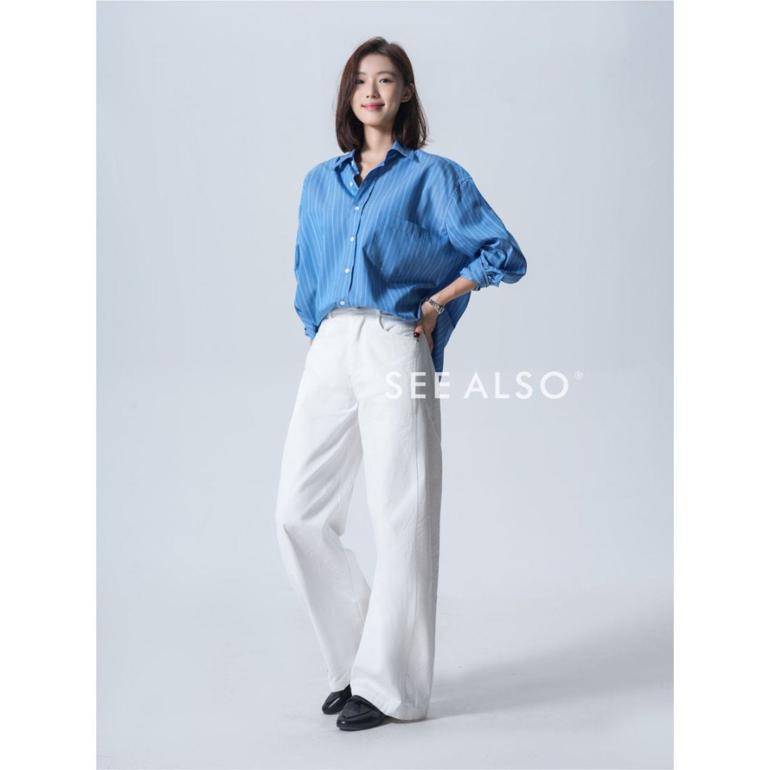 『AC1996 Style』 Yoo Feng's New Elite Loose and Minimalistic Striped Blazer Shirt