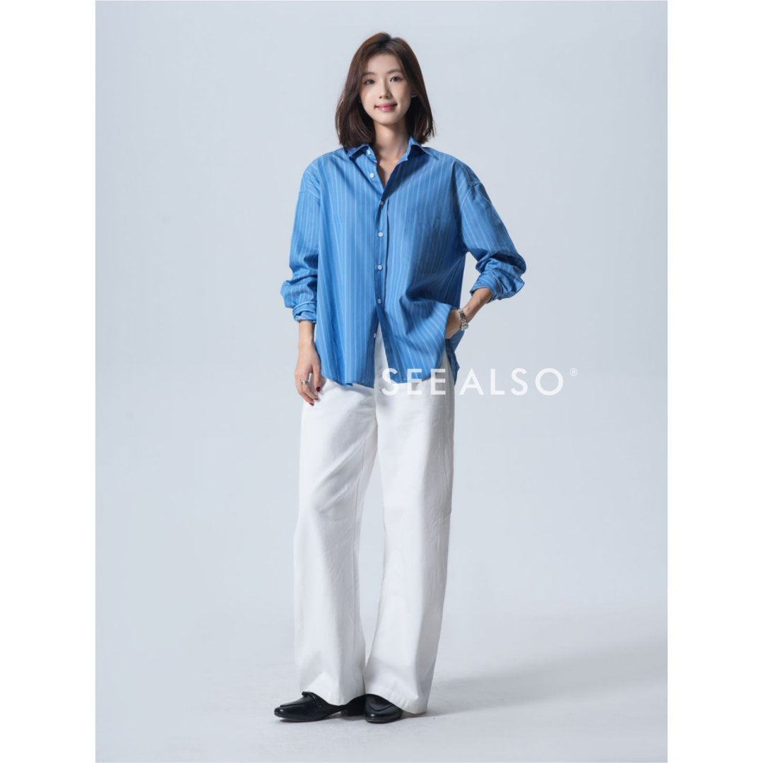 『AC1996 Style』 Yoo Feng's New Elite Loose and Minimalistic Striped Blazer Shirt