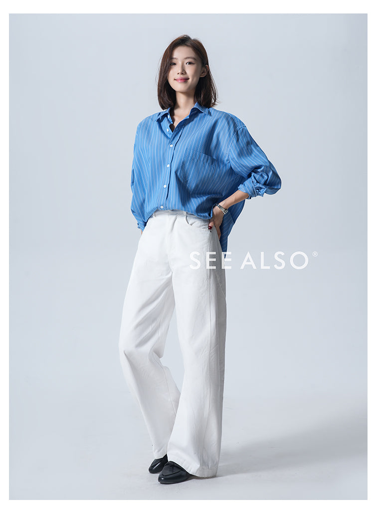 『AC1996 Style』 Yoo Feng's New Elite Loose and Minimalistic Striped Blazer Shirt