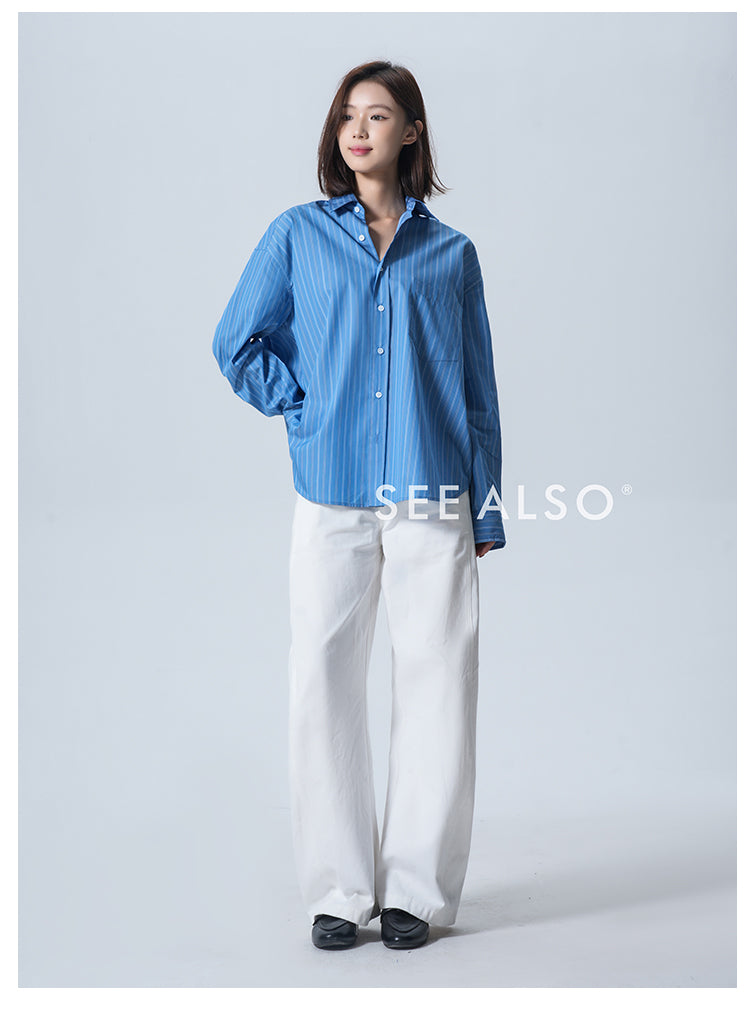 『AC1996 Style』 Yoo Feng's New Elite Loose and Minimalistic Striped Blazer Shirt