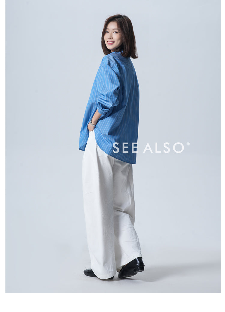 『AC1996 Style』 Yoo Feng's New Elite Loose and Minimalistic Striped Blazer Shirt