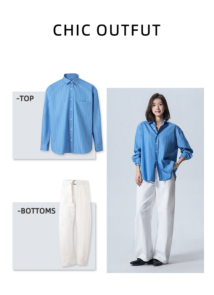 『AC1996 Style』 Yoo Feng's New Elite Loose and Minimalistic Striped Blazer Shirt