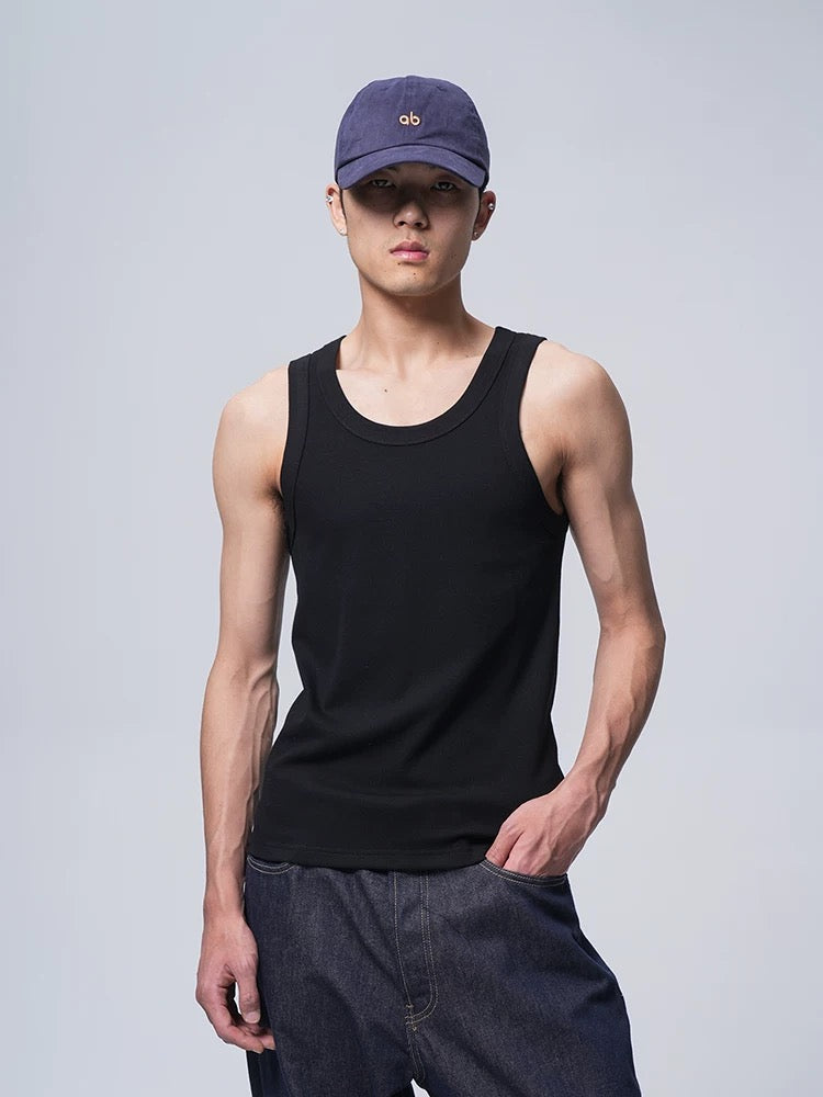 American-style basic-thread elastic cotton hip-hop casual men's and women's matching versatile fitness tank top