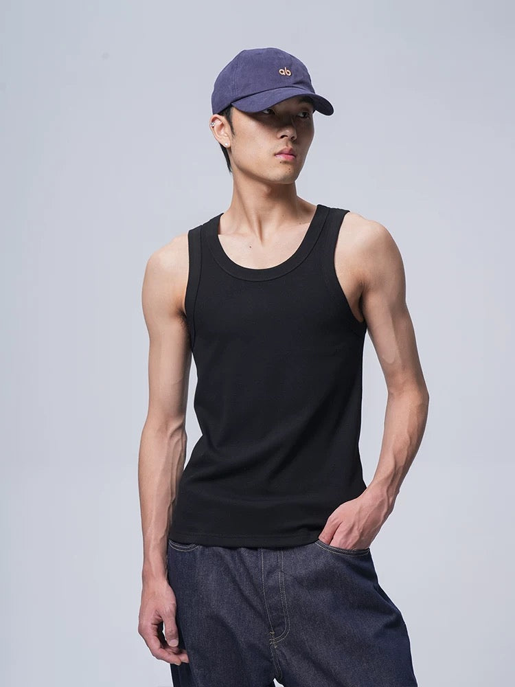 American-style basic-thread elastic cotton hip-hop casual men's and women's matching versatile fitness tank top