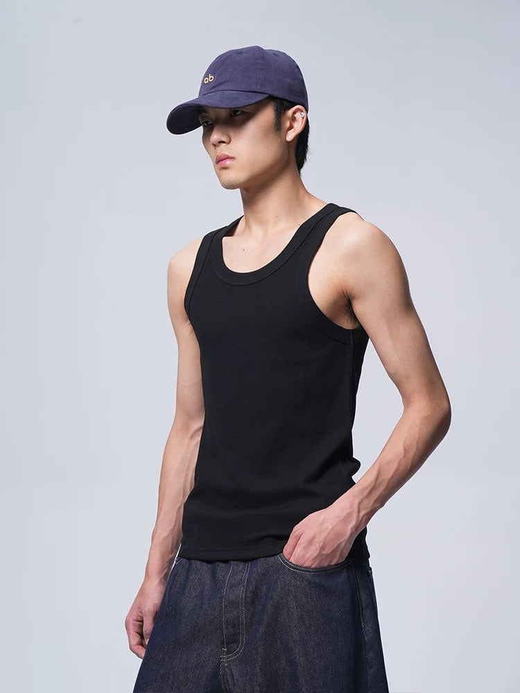 American-style basic-thread elastic cotton hip-hop casual men's and women's matching versatile fitness tank top