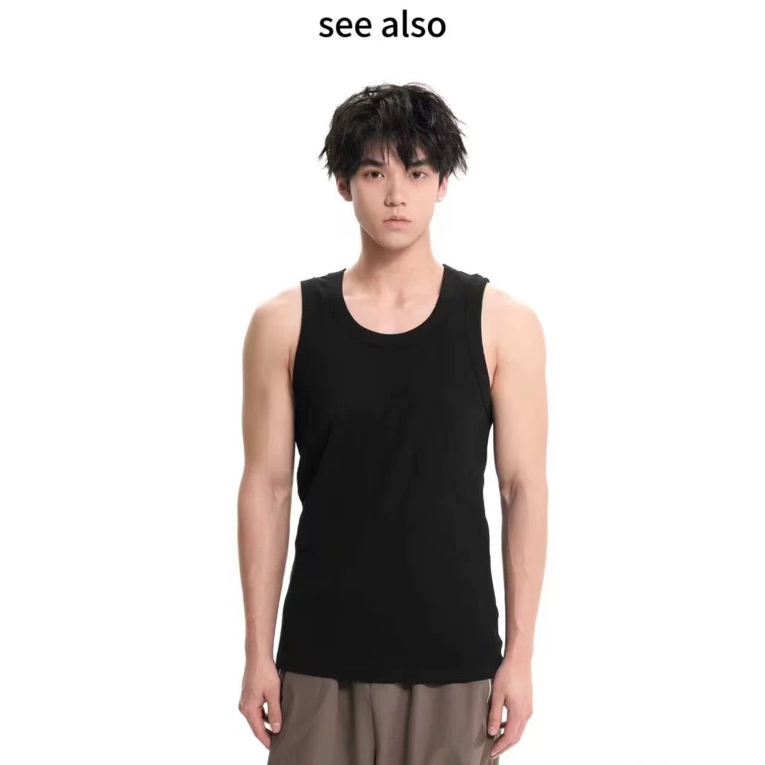 American-style basic-thread elastic cotton hip-hop casual men's and women's matching versatile fitness tank top