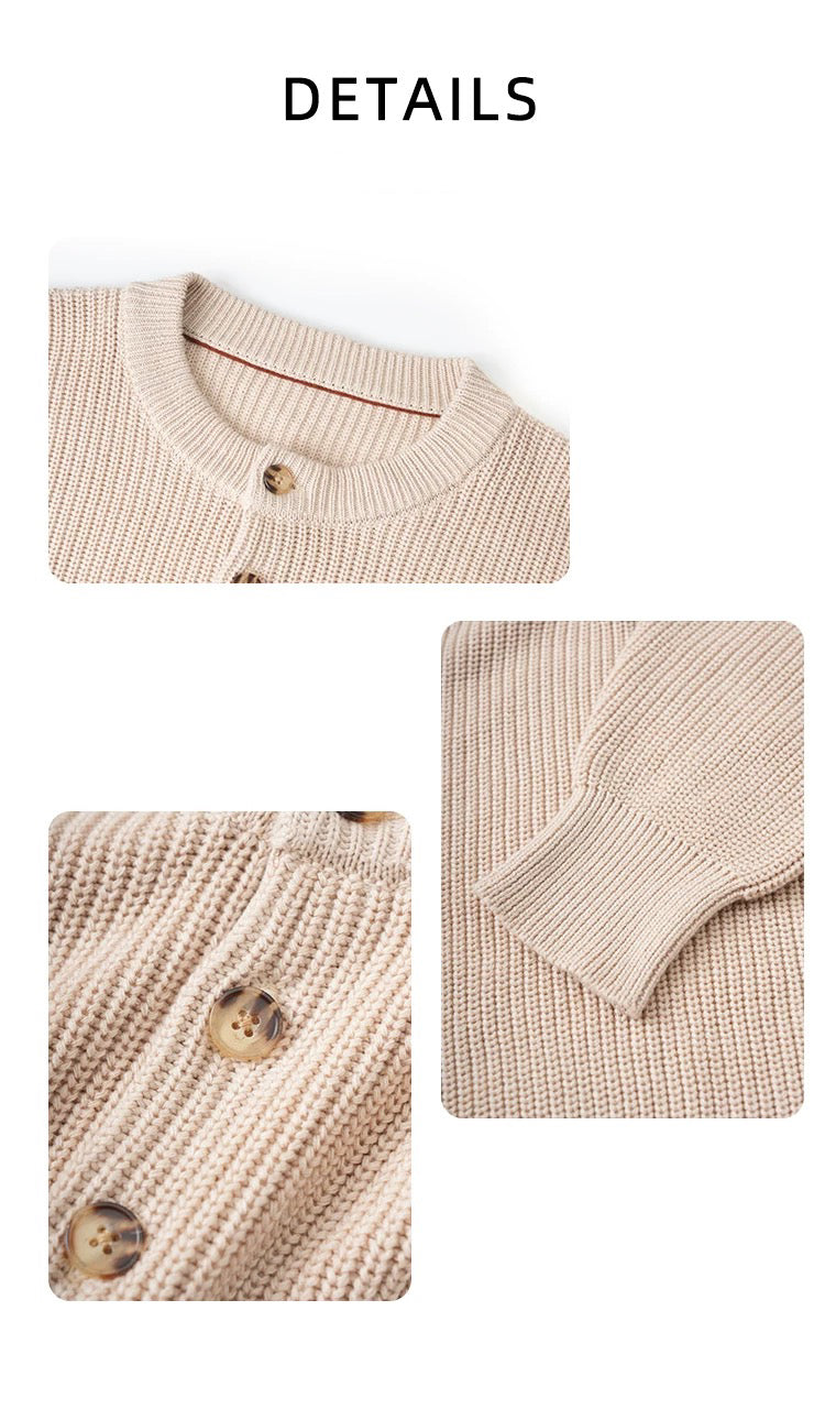 "The Gift of Kings" Loose Fit Old Money Knit Sweater Lazy and Versatile Henley Crewneck Long Sleeve