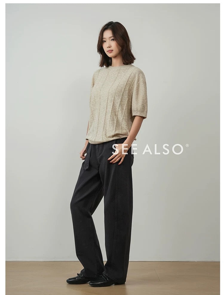 ASUTER Sister's American Vintage Scythe Straight Leg Loose Casual Denim Pants