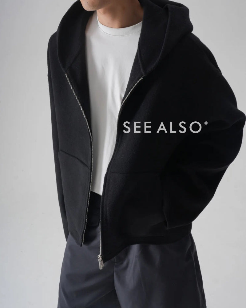 "100% Pure Wool Heavyweight Superfine Spun Lustrous Tweed Hooded Jacket Coat for Old Money and New Riches"