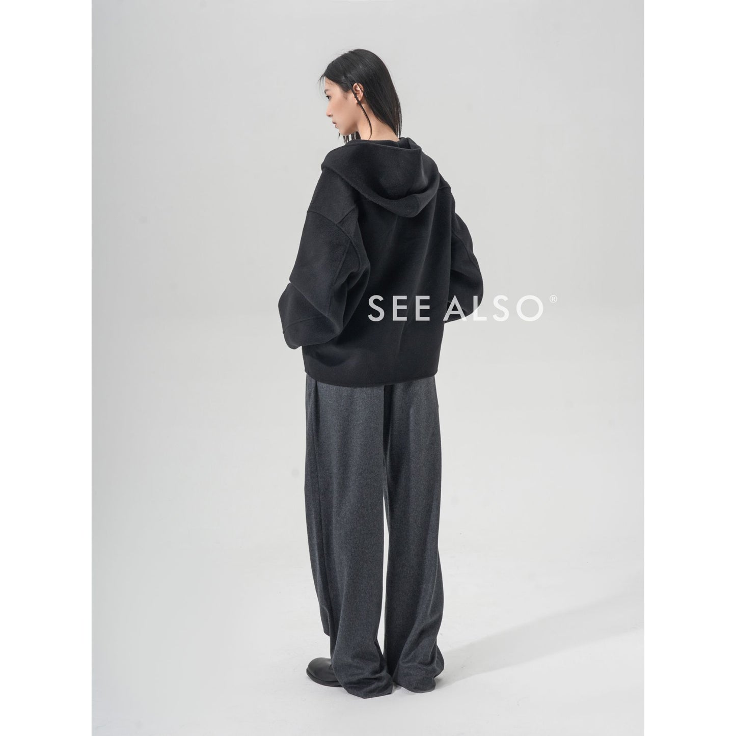 "100% Pure Wool Heavyweight Superfine Spun Lustrous Tweed Hooded Jacket Coat for Old Money and New Riches"