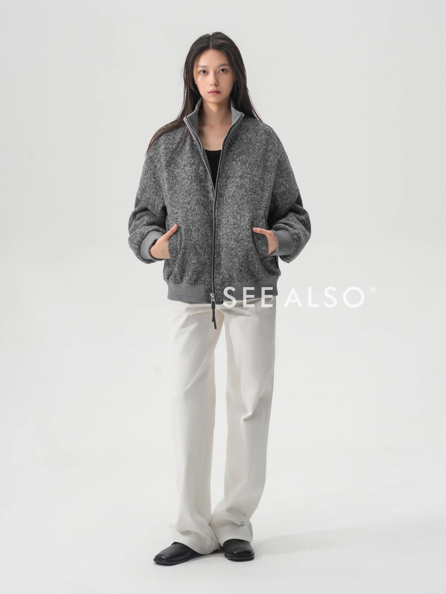 "The Gift of Kings" 90 White duck Down woolen jacket with a new rich old money style for warmth and zipper down