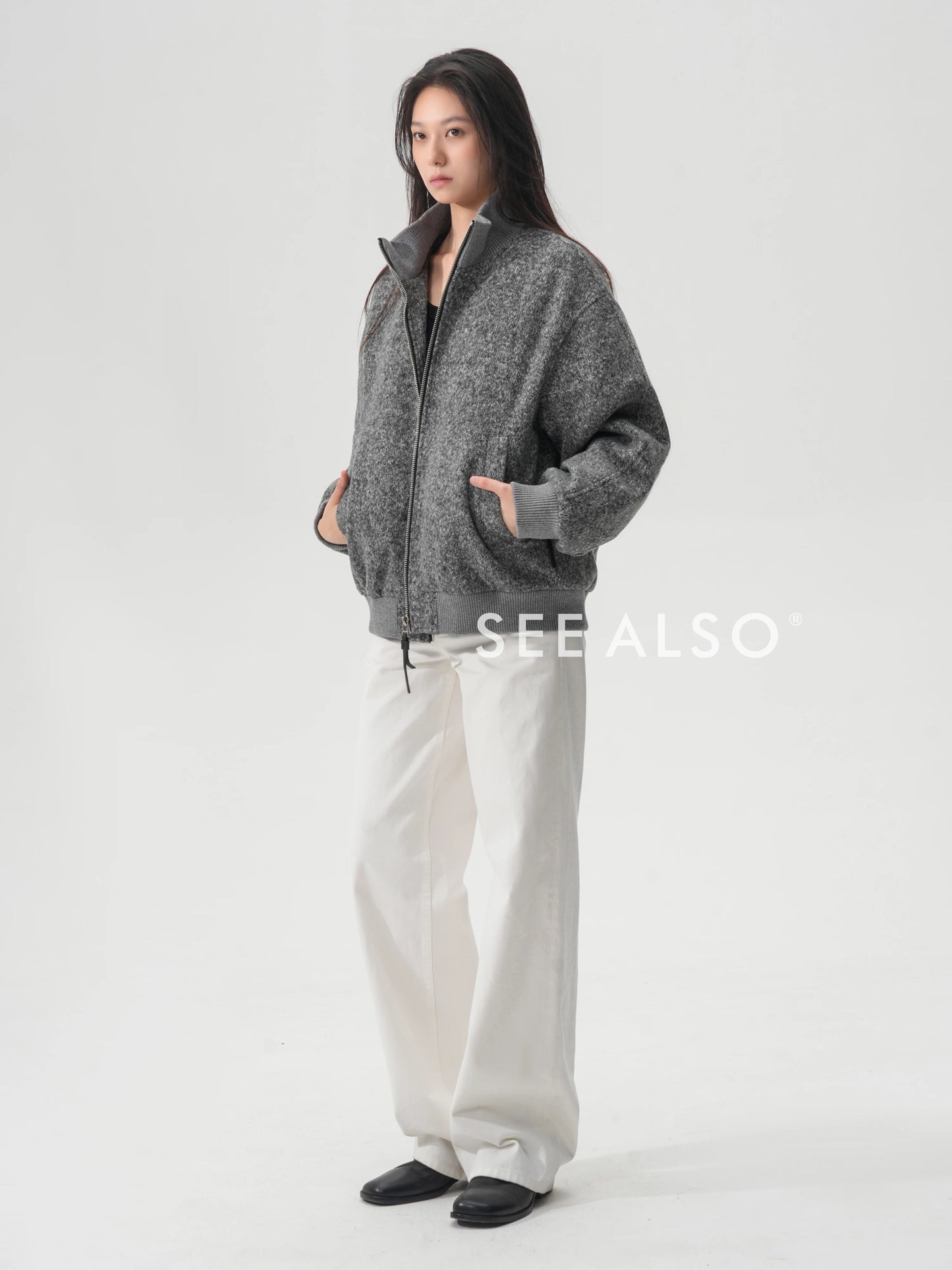 "The Gift of Kings" 90 White duck Down woolen jacket with a new rich old money style for warmth and zipper down