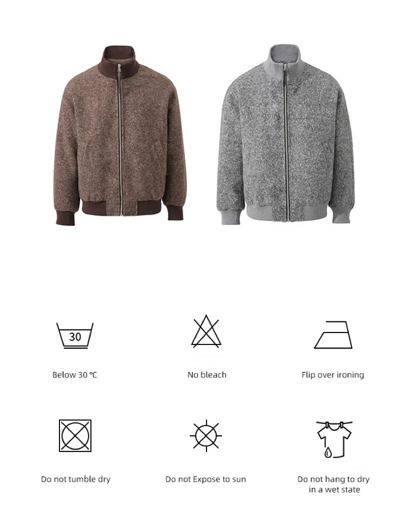 "The Gift of Kings" 90 White duck Down woolen jacket with a new rich old money style for warmth and zipper down