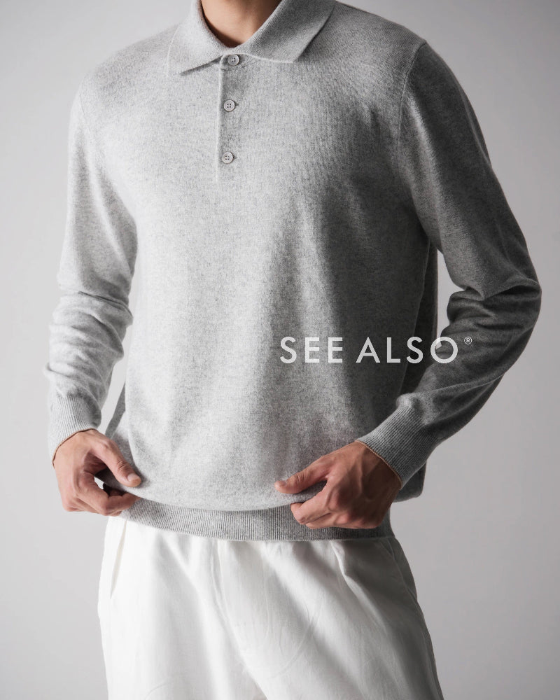 "The Gift of Kings" Cashmere cotton wool ultra-fine spun old money POLO long-sleeved shirt with warm sweater worn inside