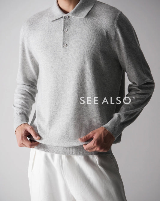 "The Gift of Kings" Cashmere cotton wool ultra-fine spun old money POLO long-sleeved shirt with warm sweater worn inside