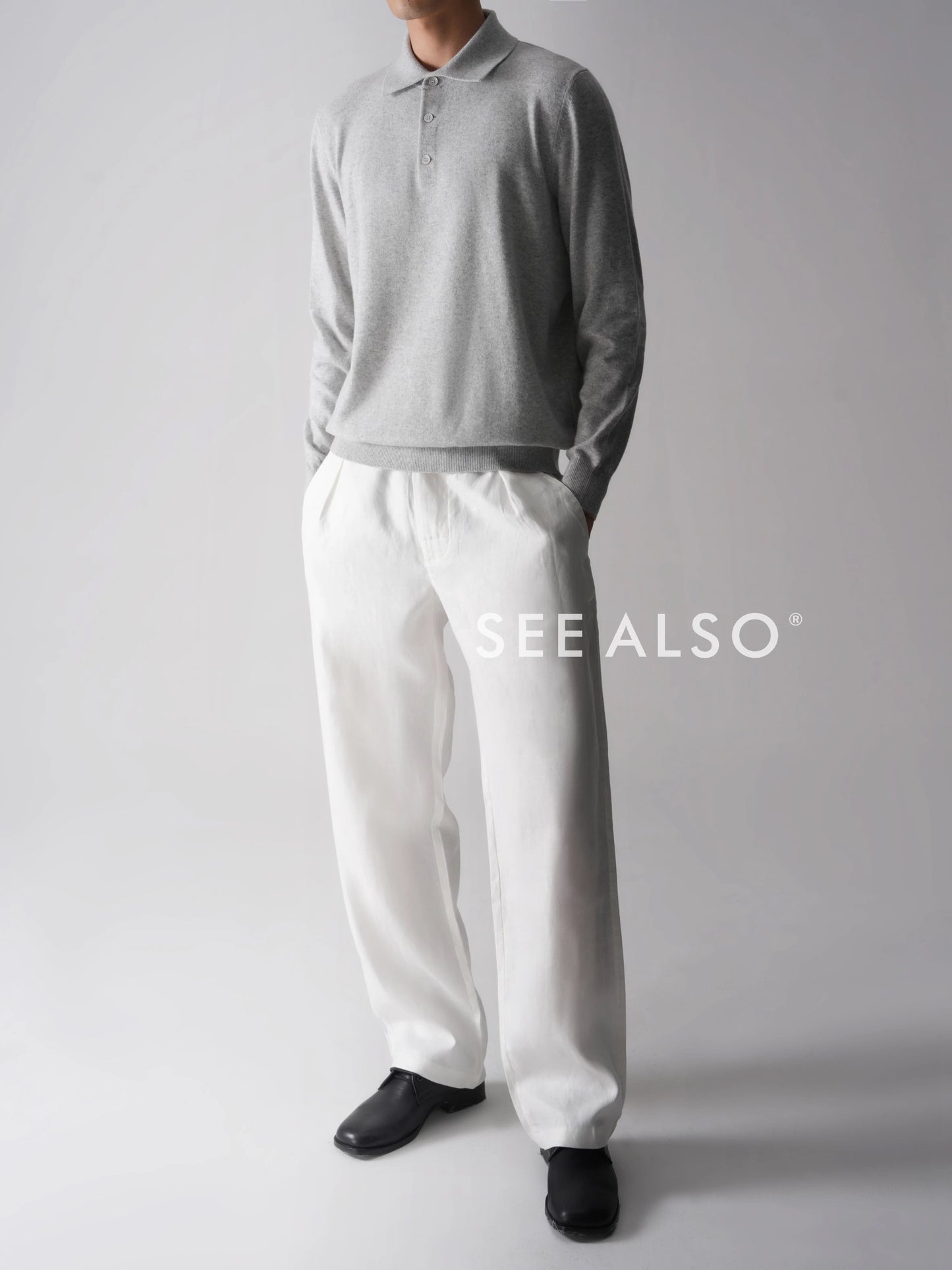 "The Gift of Kings" Cashmere cotton wool ultra-fine spun old money POLO long-sleeved shirt with warm sweater worn inside