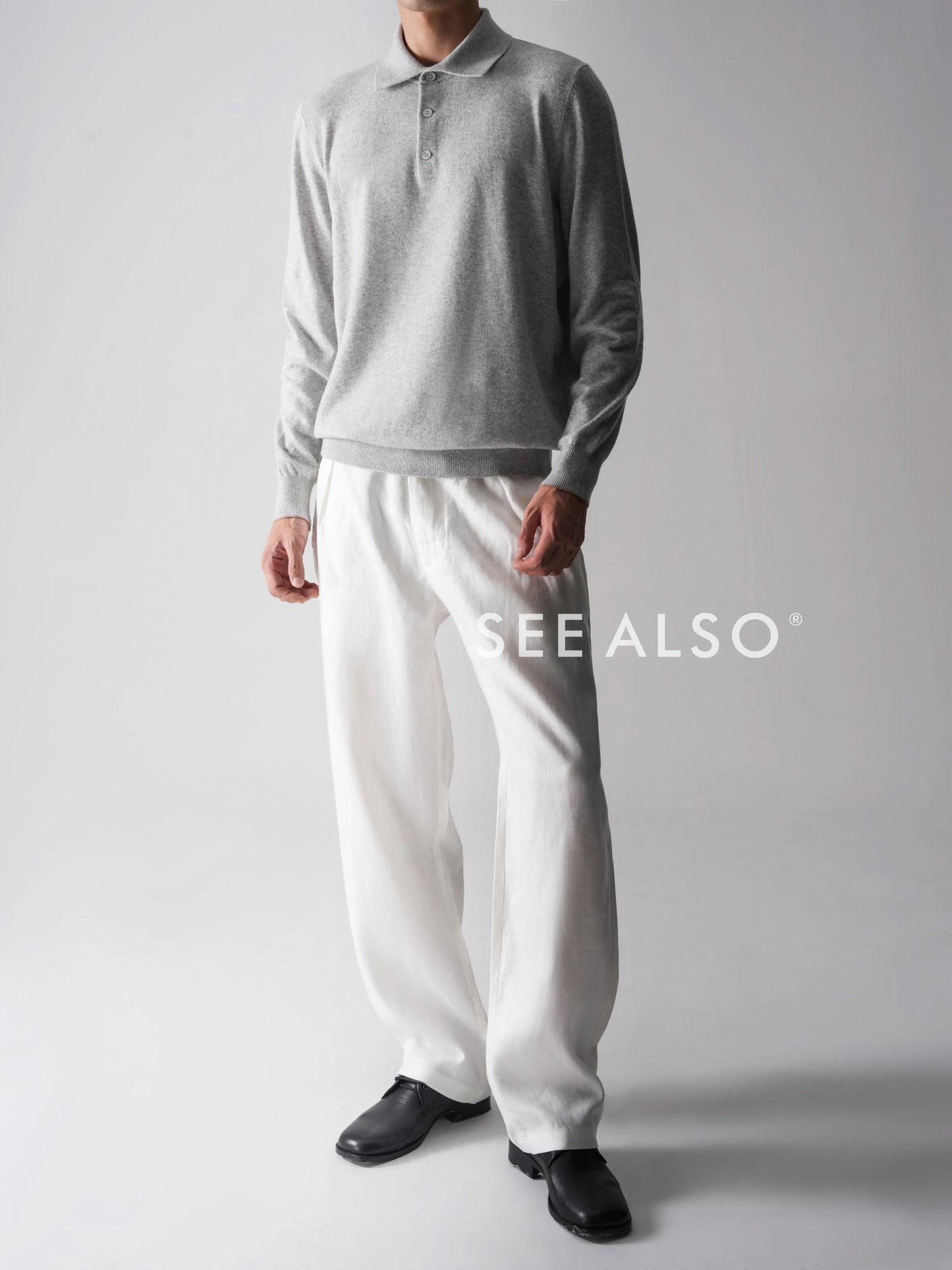 "The Gift of Kings" Cashmere cotton wool ultra-fine spun old money POLO long-sleeved shirt with warm sweater worn inside