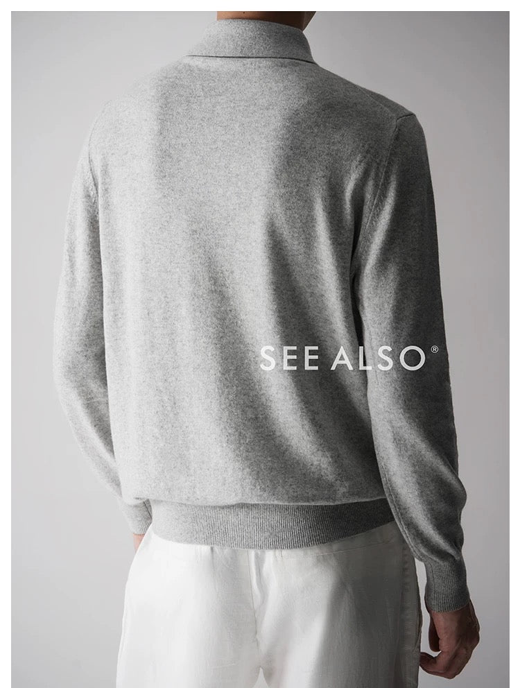 "The Gift of Kings" Cashmere cotton wool ultra-fine spun old money POLO long-sleeved shirt with warm sweater worn inside