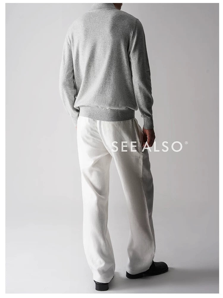 "The Gift of Kings" Cashmere cotton wool ultra-fine spun old money POLO long-sleeved shirt with warm sweater worn inside