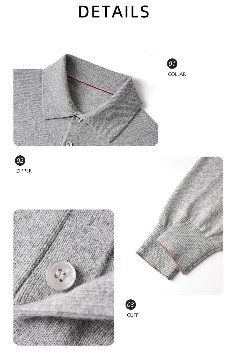 "The Gift of Kings" Cashmere cotton wool ultra-fine spun old money POLO long-sleeved shirt with warm sweater worn inside